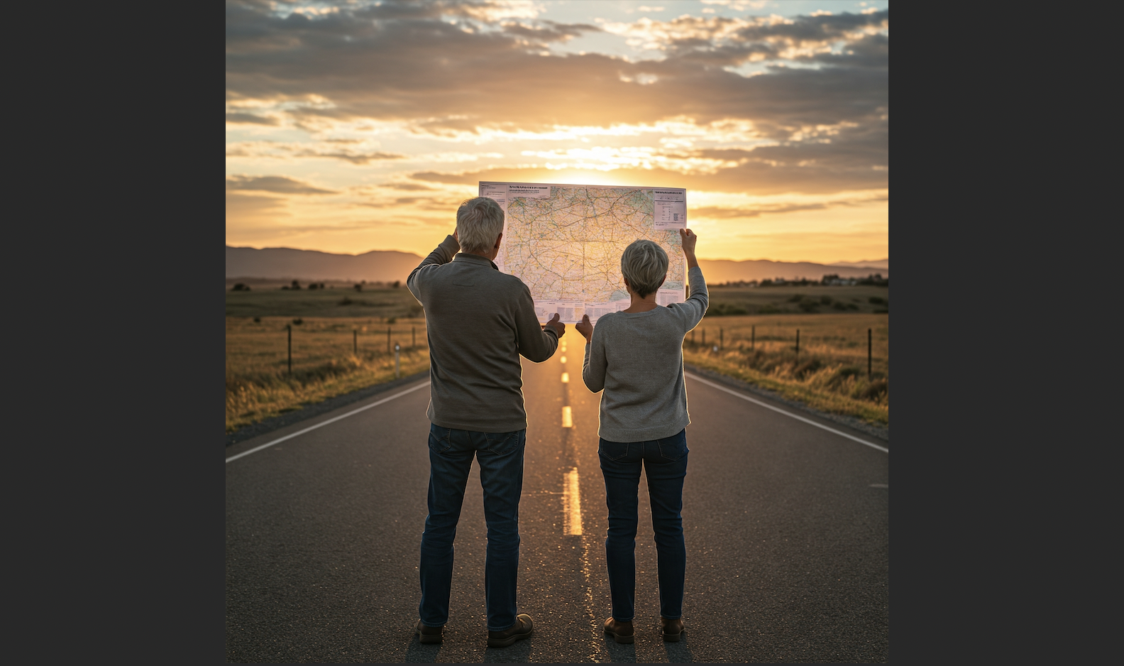 Older couple looking at a map analogous of retirement planning